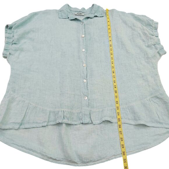 Meo Meli Tunic Top Womens Green One Size Linen Short Sleeve Yoke Boxy Italy - Picture 11 of 11